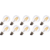 Lighto | Filamento LED | Casquillo grande E27 | Lámpara estándar | Transparente | 60mm | 4W | 10 piezas