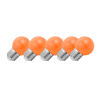 Lighto | Lámpara LED | Casquillo grande E27 | Naranja | Lámpara de bola | 45mm | 1.5W | Regulable | Paquete de 5 | Apto para cable de pantalla de lámpara