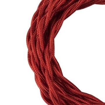 Bailey cable de tela trenzado de 2 hilos rojo metálico 3m