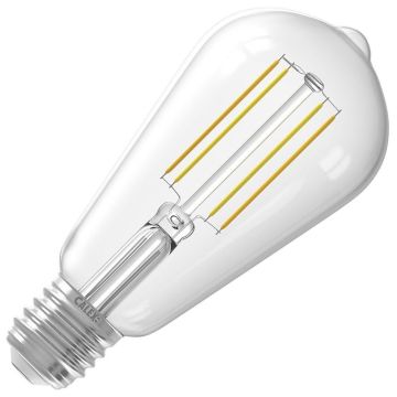 Calex | Filamento LED | Casquillo grande E27 | Bombilla Edison | Transparente | 64mm | 7W