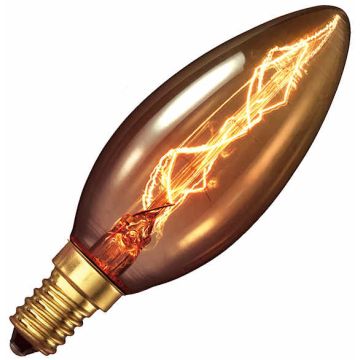 Lámpara de filamento de carbono vela oro 25W casquillo pequeño E14