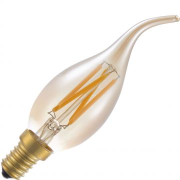 Lighto | LED filament | Kleine fitting E14 | Kaarslamp tip | Goud | 35mm | 4W